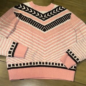 ROXY Pink and Black Chevron Women's Sweater size XS